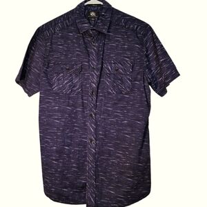 Rock & Republic Men's Navy Patterned Casual Button-Down Shirt L EUC Stretch